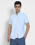 Buy American Eagle Men Blue Short-Sleeve Slim Fit Button-Up Shirt ...