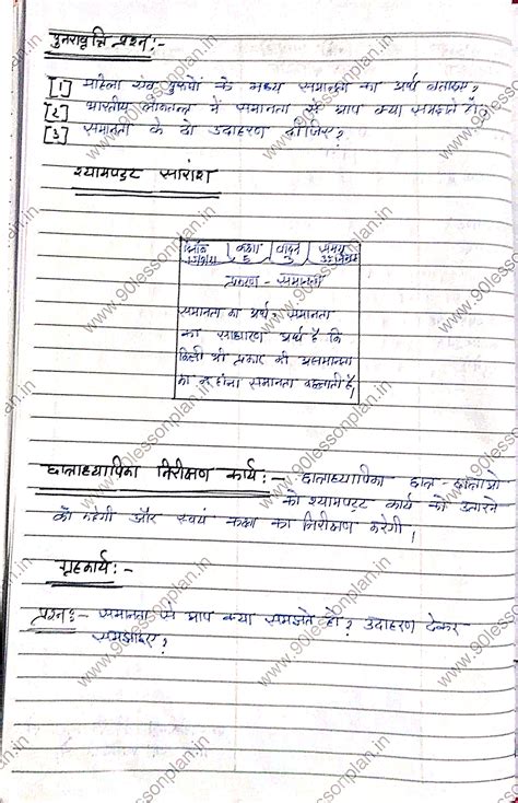 नागरिक शास्त्र पाठ योजना - समानता | Civics Lesson Plan