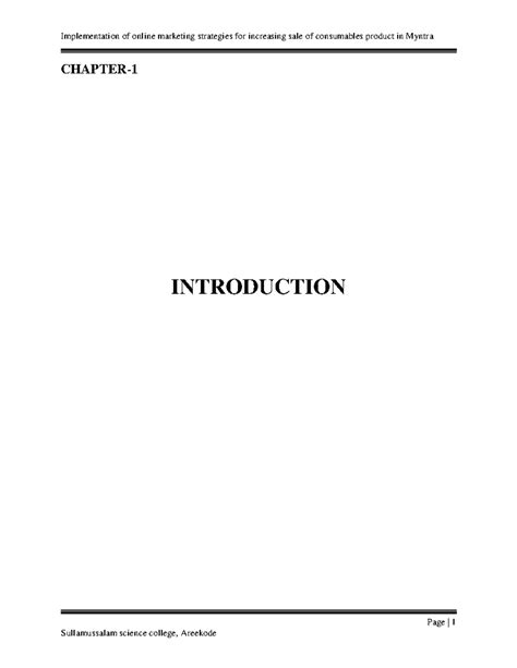 Online Marketing Strategies OF Myntra - Page | 1 CHAPTER- INTRODUCTION ...