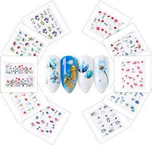 S.A.V.I 10 Sheets of DIY Nail Art Water Transfer Decals Flower Series ...