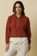Buy Women Maroon Solid Hooded Neck Sweatshirt Online - 39828026 | Allen ...