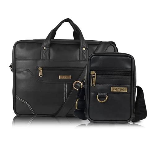 veneer Black Vegan Leather Casual Travel Office Shoulder Laptop ...