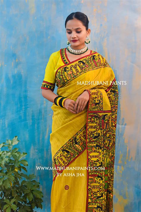 SUHAGAN Handpainted Madhubani Chanderi Saree Blouse Set – MADHUBANI ...