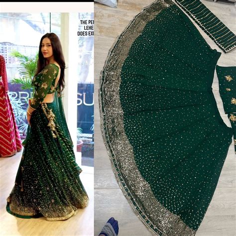 Lehenga Choli in Georgette Fabrics with Green Sequnce Lengha – ManMohit ...