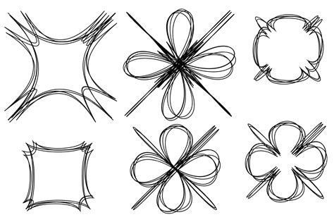 Infográfico desenhado à mão diferentes formas arte de linha Doodles ...