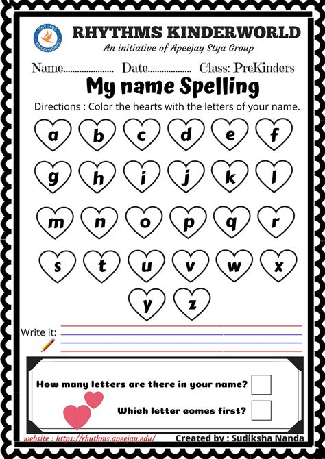 Worksheet of My name spelling | Spelling worksheets, Spelling for kids, Spelling practice worksheets