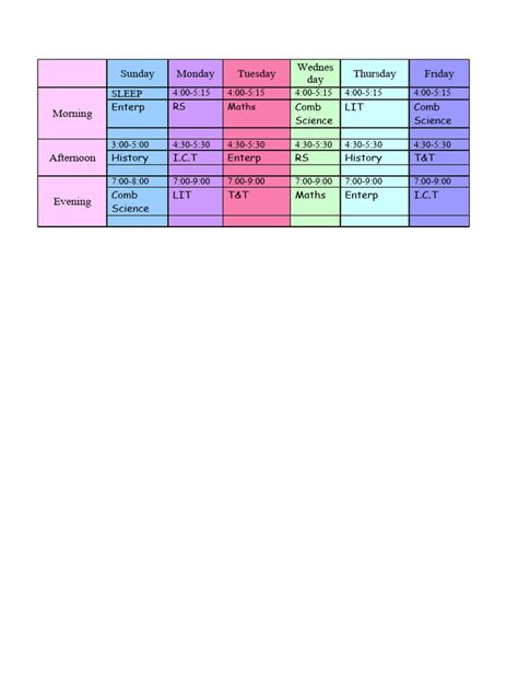 Image result for Study Timetable