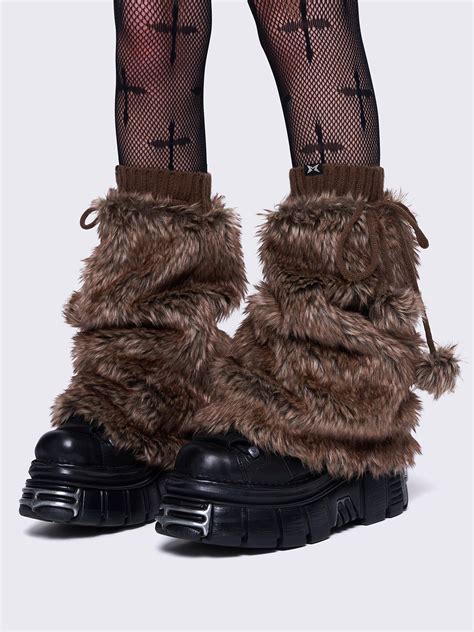 Faux Fur Leg Warmers with Pom pom | Minga London – Minga London US