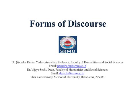 Forms of Discourse - zdccdse - Forms of Discourse Dr. Jitendra Kumar ...