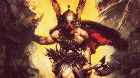 Frank Frazetta, painting, fantasy art, Conan the Barbarian, shield ...