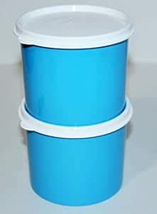 Buy Tupperware Canisters Set of 2 in Blue and White 2.5 Cups Each ...
