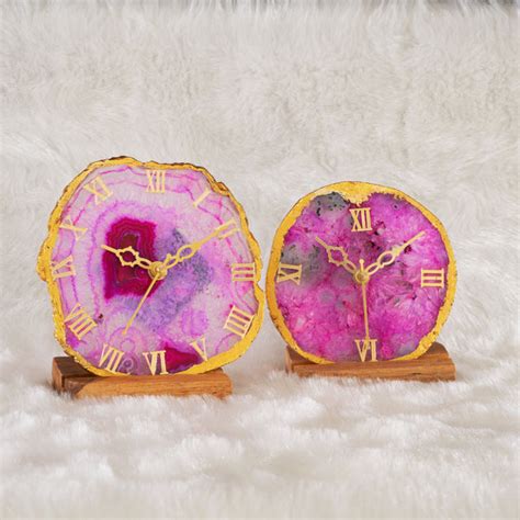 Pink Agate Table Clock | Crystal Desk Accessories |Soul Stones – soulstone