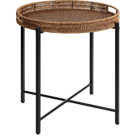 Dakota Fields Brown Small Round End Table, 19In Rattan End Tables ...