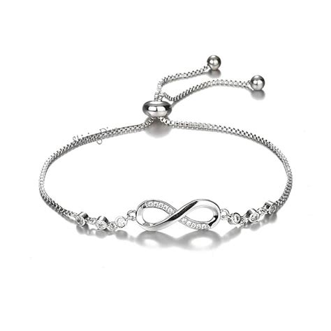 Buy Shining Diva Fashion Infinity Crystal Charm Silver Plated Bracelet ...