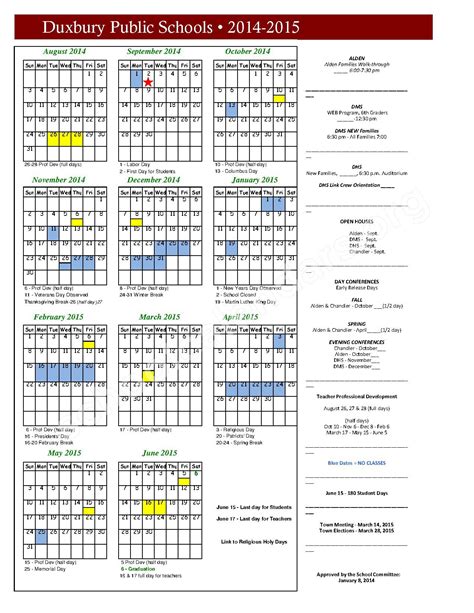 Duxbury Public Schools Calendar 2022 - Schoolcalendars.net