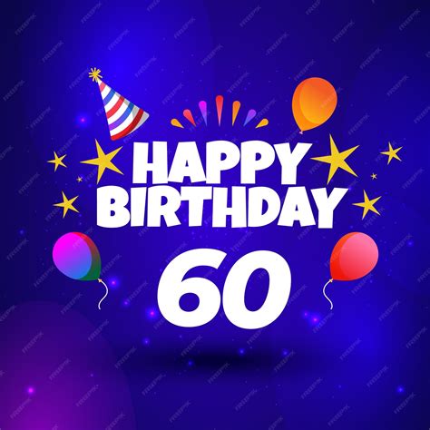 Premium Vector | Happy 60th birthday greeting card. party multi colored ...