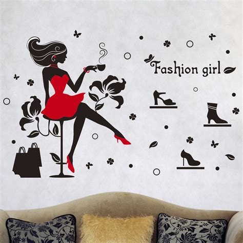 Buy Decals Design 'Shopoholic Girl' Wall Sticker (PVC Vinyl, 60 cm x 45 ...