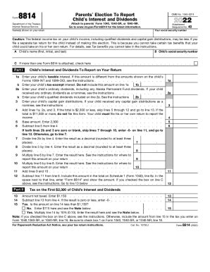 IRS 8814 2022 - Fill and Sign Printable Template Online