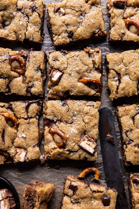 Half Baked Harvest Salted Pretzel Chocolate Chip Cookie Snickers Bars ...