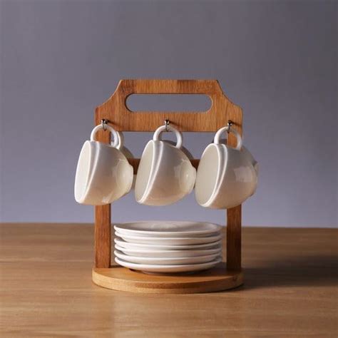 Y R TRADERS Wooden Tea Coffee Cup & Saucer Holder Stand Hanger ...