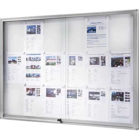 Display case, aluminium frame, sliding doors – eurokraft pro: 27 x A4 ...