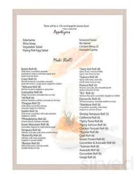 Akita Sushi and Hibachi menu in Woodbury, Minnesota, USA