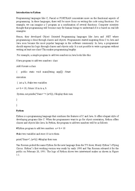 Python 2 - Introduction to Python Programming languages like C, Pascal ...