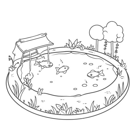 Pond Clipart Clip Drawing Lake Lily Pad Cliparts Ponds Outline Water ...