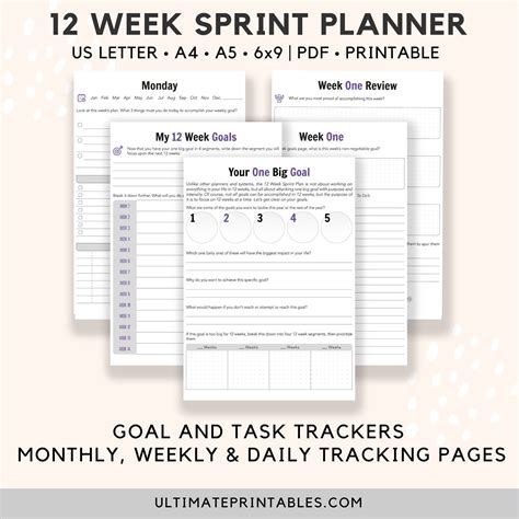 12 Week Sprint Planner • 111 Printable Pages • 12 Week Year Planner ...