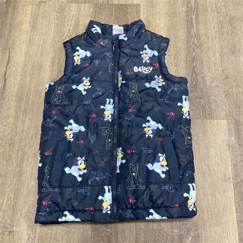 Bluey Kids Size 7 Puffer Vest Navy Blue (s)