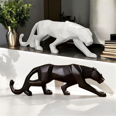 NEELAYA Panther Showpiece Set of 2, Polyresin Animal Figurines for Home ...