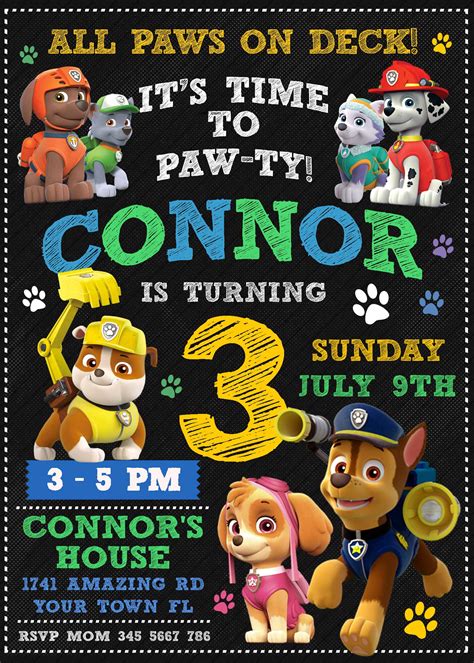 Paw Patrol Birthday Party Invitations Factory Sale | vivatumusica.com
