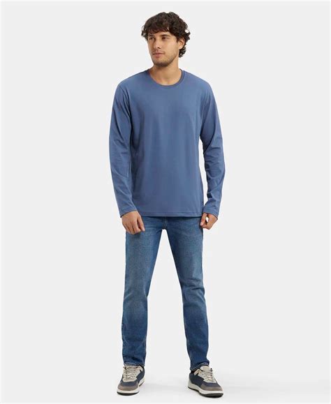 Buy Super Combed Cotton Rich Solid Round Neck Full Sleeve T-Shirt ...