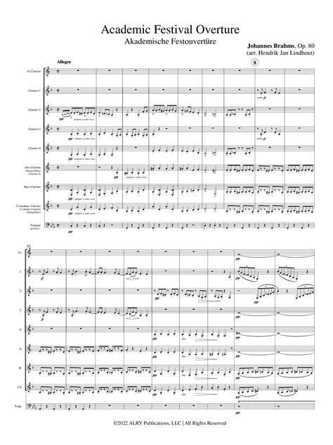 Brahms (arr. Lindhout) - Academic Festival Overture for Clarinet Choir ...