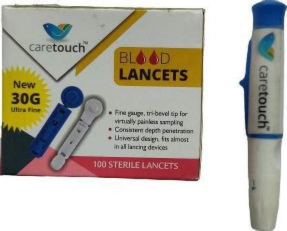 caretouch Lancing Device With 100 Glucometer Flat Lancets Glucometer ...