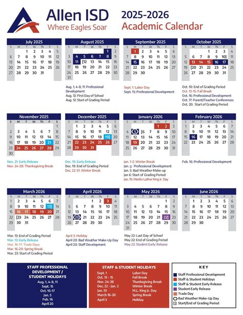 Allen Independent School District Calendar 2025-2026 | Holidays