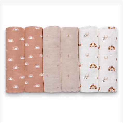 Gllquen Baby Muslin Organic Cotton Swaddle Blankets 6-Pack for Newborn ...