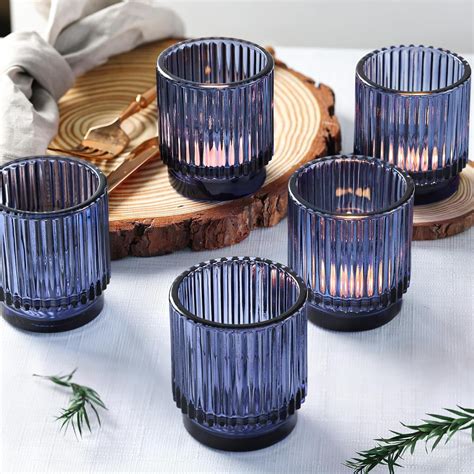 Amazon.com: DEVI 8 Pcs Blue Votive Candle Holder for Wedding ...