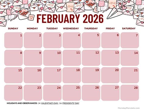 February Calendar 2026 Printable Free