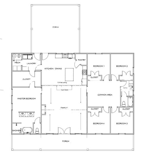 40x60 Barndominium 5 Bedroom PDF Blueprints and Framing Material List ...
