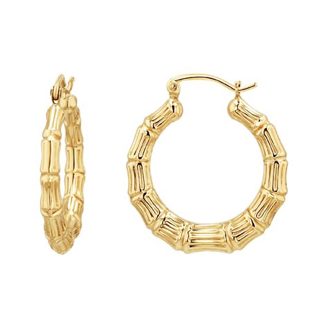 14K Gold Bamboo Hoop Earrings – Baby Gold
