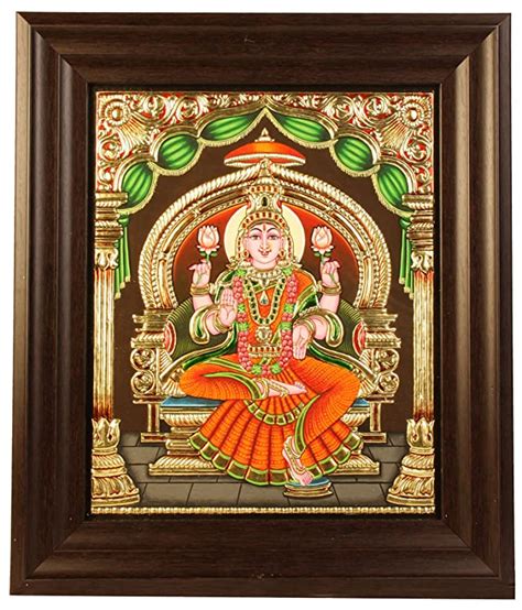 Exotic India Goddess Lakshmi (Framed) - Tanjore Painting - Traditional ...