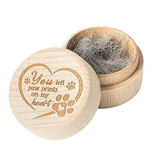 CJiangpo Pet Hair Keepsake Box, Wooden Pet Fur Memorial Box with Pet ...
