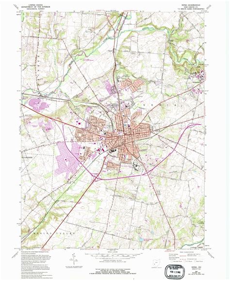 Classic USGS Xenia Ohio 7.5'x7.5' Topo Map – MyTopo Map Store