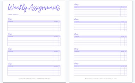 Image result for Weekly Homework Planner