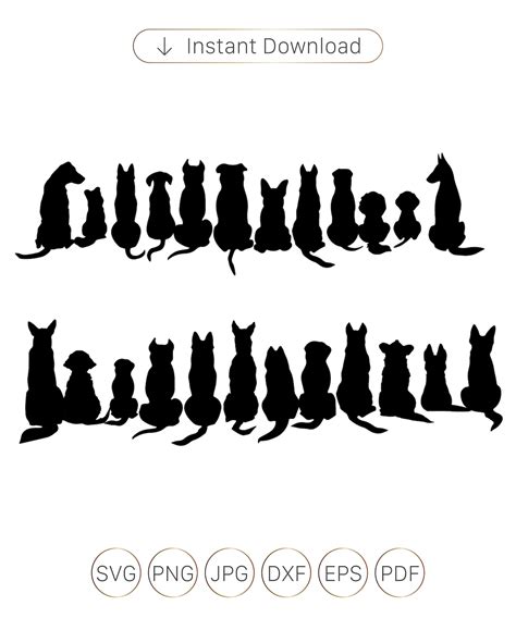 Back Sitting Dogs, Back of Dog Silhouettes, Dogs Sitting Back Svg, Dogs Svg, Dogs Silhouette ...