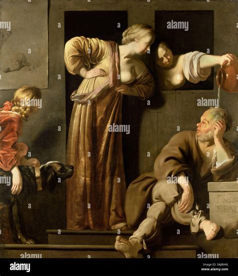 The painting 'Socrates, His Two Wives and Alcibiades' by Reyer Jacobsz ...