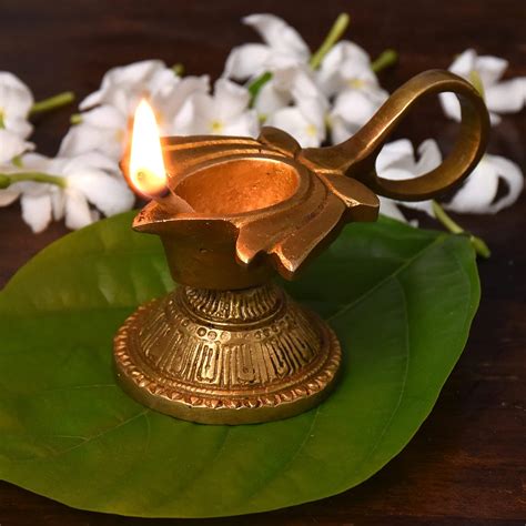 Buy Indian-Shelf Handmade Lotus Shape Religious Pital Diya for ...