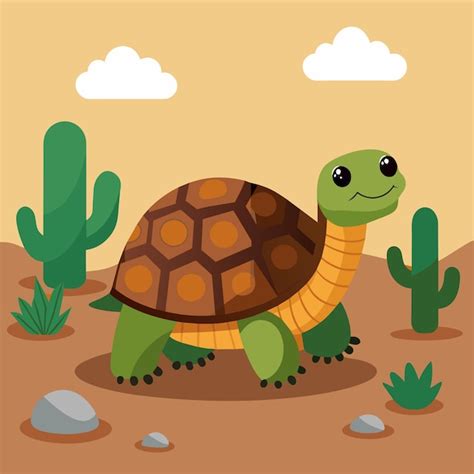A turtle in the desert with cactus and cactus | Premium AI-generated vector