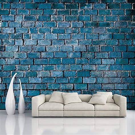 Decorative Design Blue Brick Textured Peel and Stick Wallpaper | Self ...